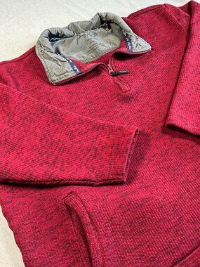 Mens George Strait Winter Red Westernwear Quarter-Zip Pullover (Large)